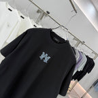 AMIRI Rhinestone Monogram Chest Logo Crew Neck Short‑Sleeve T‑Shirt