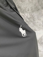 Men's Quick‑Dry Drawstring Casual Pants Horse Embroidery Elastic Waist Trousers With Zipper Pockets