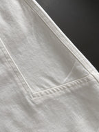 Men's White Drawstring Denim‑Style Casual Shorts, Blue Rider Embroidery Knee‑Length Shorts