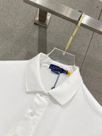 Men's Pique Short‑Sleeve Polo Shirt Small Horse Embroidery Solid White Casual Top