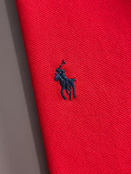 Kids Pique Knit Short‑Sleeve Polo Shirt Small Horse Embroidery Solid Red Casual Top