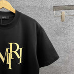 AMIRI Overlapping Stacked Letter Logo Crew Neck Short‑Sleeve T‑Shirt