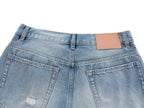 Acne Studios Heavy‑Ripped Distressed Washed Denim Wide‑Leg Jort Shorts
