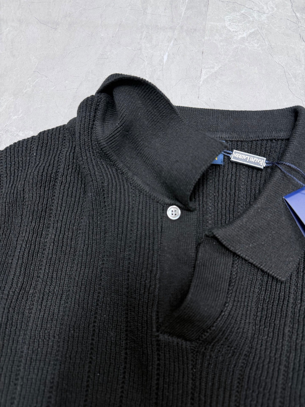 Ralph Lauren Men's Rib‑Knit Johnny Collar Short‑Sleeve Polo Shirt