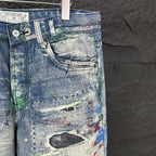 Acne Studios Distressed Paint‑Splatter Patchwork Straight‑Leg Jeans