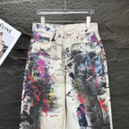 Acne Studios Abstract Paint‑Splatter Cargo Wide‑Leg Jeans