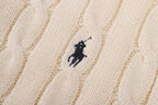 Polo Ralph Lauren Men’s Cable‑Knit Short‑Sleeve Polo Sweater With Navy Pony Embroidery