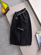 Men's Knit Short‑Sleeve Polo Shirt Contrast Trim Collar Embroidery Top