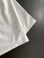 Men's White Drawstring Denim‑Style Casual Shorts, Blue Rider Embroidery Knee‑Length Shorts