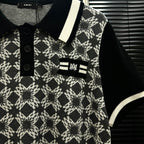 AMIRI Geometric Jacquard Color‑Block Short‑Sleeve Knit Polo Shirt