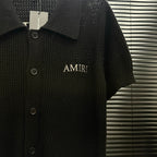 AMIRI Minimal Logo Short‑Sleeve Knit Cardigan