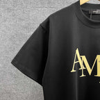 AMIRI Overlapping Stacked Letter Logo Crew Neck Short‑Sleeve T‑Shirt