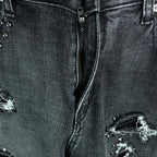 AMIRI Studded Multi‑Rip Distressed Slim‑Fit Denim Jeans
