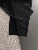 Men's Black Wide‑Leg Cargo Pants, Multi Pockets Rider Embroidery Casual Trousers