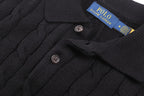 Polo Ralph Lauren Men’s Cable‑Knit Short‑Sleeve Polo Sweater, Small Red Pony Embroidery