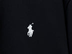 Men's Pique Knit Short‑Sleeve Polo Shirt Small Horse Embroidery Solid Black Casual Top