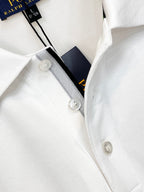 Men's Short‑Sleeve Polo Shirt with Striped Collar & Pony Embroidery