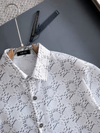 AMIRI All‑Over Print Short‑Sleeve Button‑Up Shirt & Drawstring Shorts Two‑Piece Summer Set