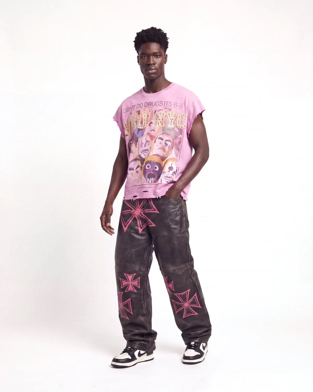 Vale Forever Croxxx Leather Pants Bubblegum Black/Pink