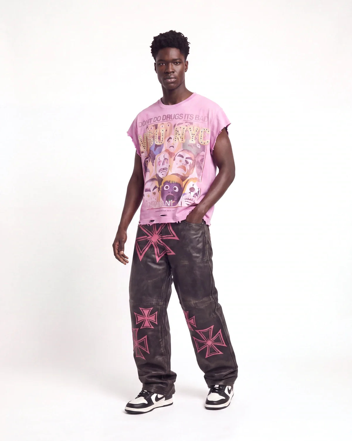 Vale Forever Croxxx Leather Pants Bubblegum Black/Pink