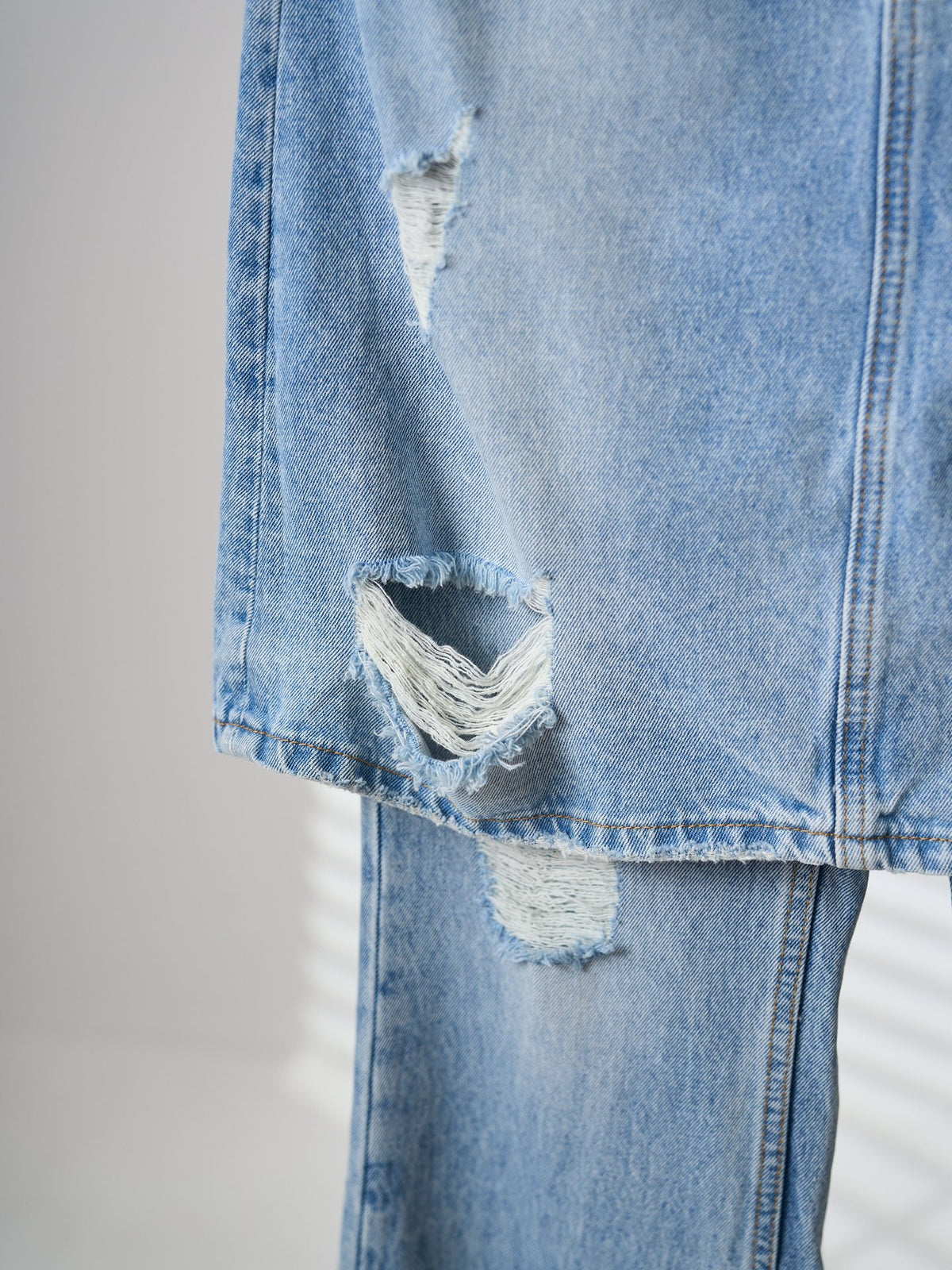 Acne Studios Distressed Layer‑Look Denim Skirt‑Trousers