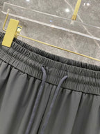 Men's Quick‑Dry Drawstring Casual Pants Horse Embroidery Elastic Waist Trousers With Zipper Pockets