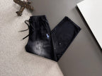 Men's Splatter Paint Wide‑Leg Casual Pants, Elastic Drawstring Waist Rider Embroidery Trousers