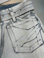 Acne Studios Belt‑Detail Wide‑Leg Denim Jeans