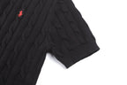 Polo Ralph Lauren Men’s Cable‑Knit Short‑Sleeve Polo Sweater, Small Red Pony Embroidery