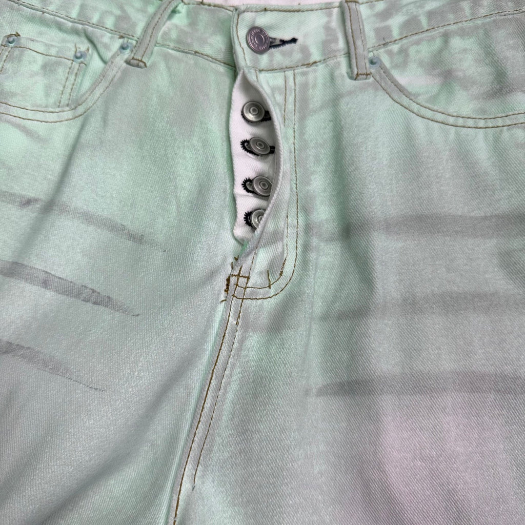 Acne Studios Mint Wash Paint‑Splatter Wide‑Leg Jeans