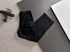 Men's Black Wide‑Leg Cargo Pants, Multi Pockets Rider Embroidery Casual Trousers