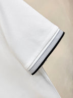 Men's Short‑Sleeve Polo Shirt with Striped Collar & Pony Embroidery