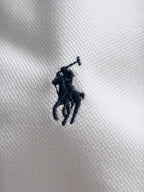 Kids Pique Knit Short‑Sleeve Polo Shirt Small Horse Embroidery Solid White Casual Top