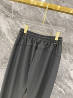 Men's Quick‑Dry Drawstring Casual Pants Horse Embroidery Elastic Waist Trousers With Zipper Pockets