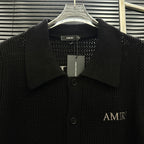 AMIRI Minimal Logo Short‑Sleeve Knit Cardigan
