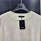 AMIRI Number Motif Mesh Knit Short‑Sleeve Sweater