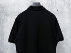 Men's Pique Knit Short‑Sleeve Polo Shirt Small Horse Embroidery Solid Black Casual Top