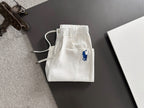 Men's White Drawstring Denim‑Style Casual Shorts, Blue Rider Embroidery Knee‑Length Shorts