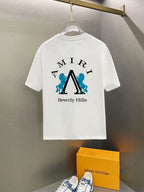 Amiri Beverly Hills Emblem Chest Graphic Crew‑Neck Short‑Sleeve T‑Shirt