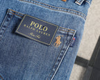 Men's Classic Straight‑Leg Denim Jeans Vintage Washed Casual Blue Pants