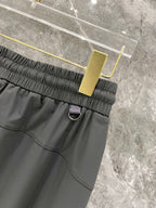 Men's Quick‑Dry Drawstring Casual Pants Horse Embroidery Elastic Waist Trousers With Zipper Pockets