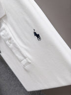 Kids Pique Knit Short‑Sleeve Polo Shirt Small Horse Embroidery Solid White Casual Top