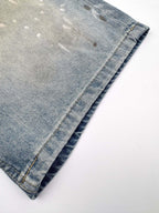 Acne Studios Paint‑Splatters Distressed Wide‑Leg Denim Jort Shorts