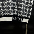 AMIRI Geometric Jacquard Color‑Block Short‑Sleeve Knit Polo Shirt