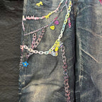 Acne Studios Colorful Chain‑Ornament Wide‑Leg Jeans