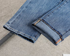 Men's Classic Straight‑Leg Denim Jeans Vintage Washed Casual Blue Pants