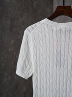 Ralph Lauren Men's Cable‑Knit Crew‑Neck Short‑Sleeve Sweater