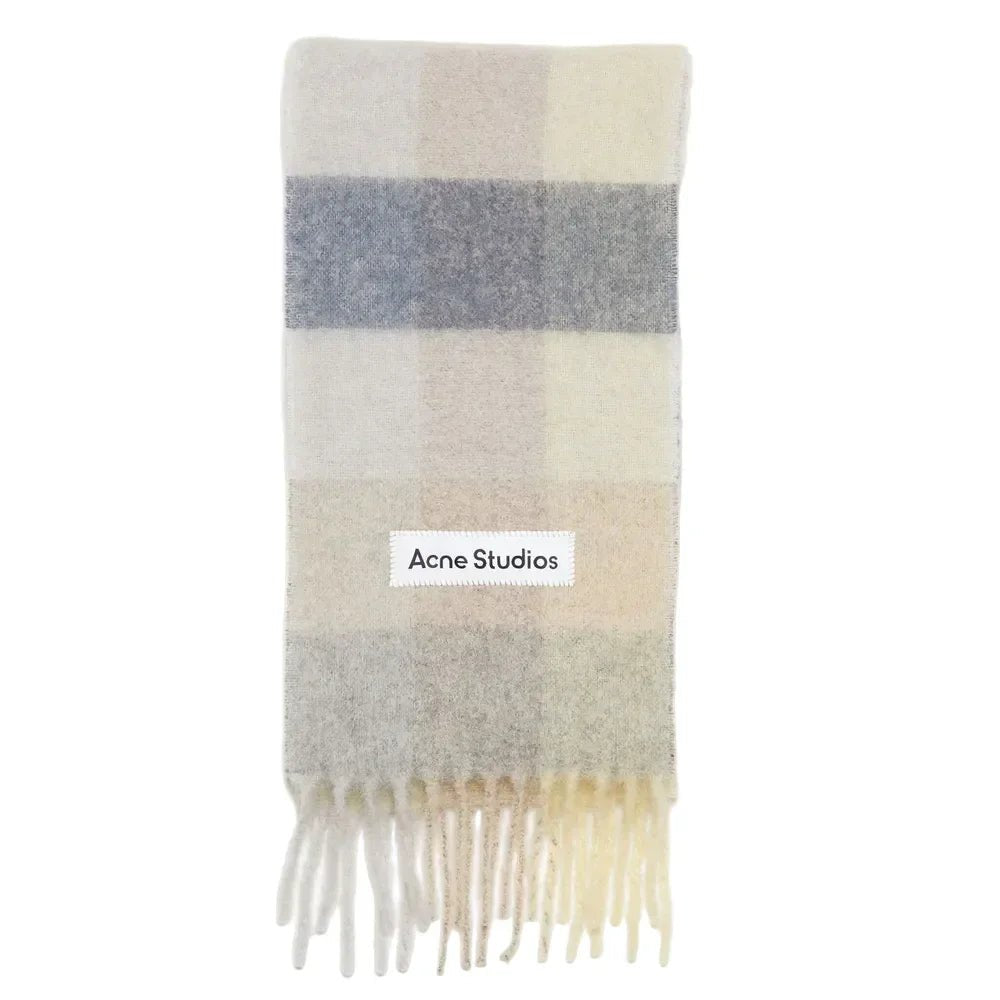 Acne Studios Mohair checked scarf Vanilla/beige/lavender