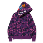 BAPE Color Camo Shark Full Zip Hoodie Purple
